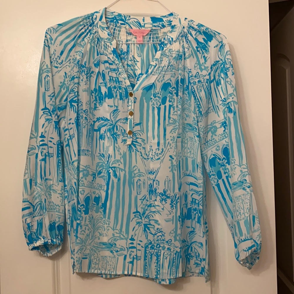 Lilly Pulitzer Elsa Top- Blue & White